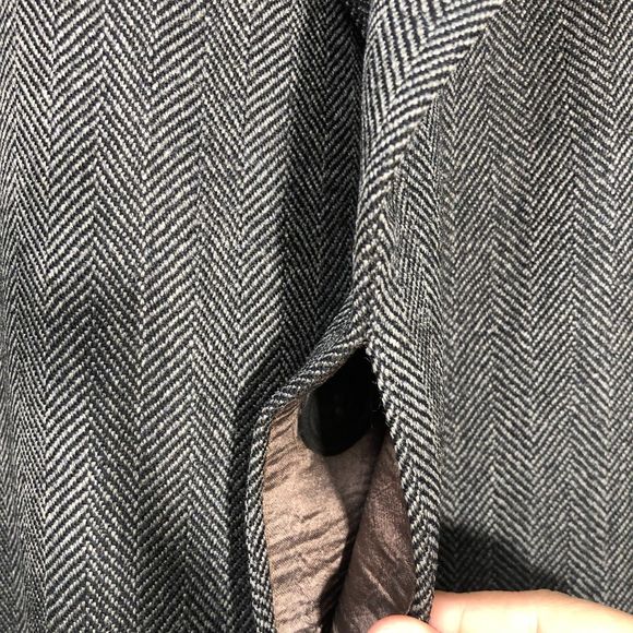 Vintage Kuppenheimer Tigertwist 100% Wool Herringbone Tweed Long Coat 44 - Picture 7 of 11